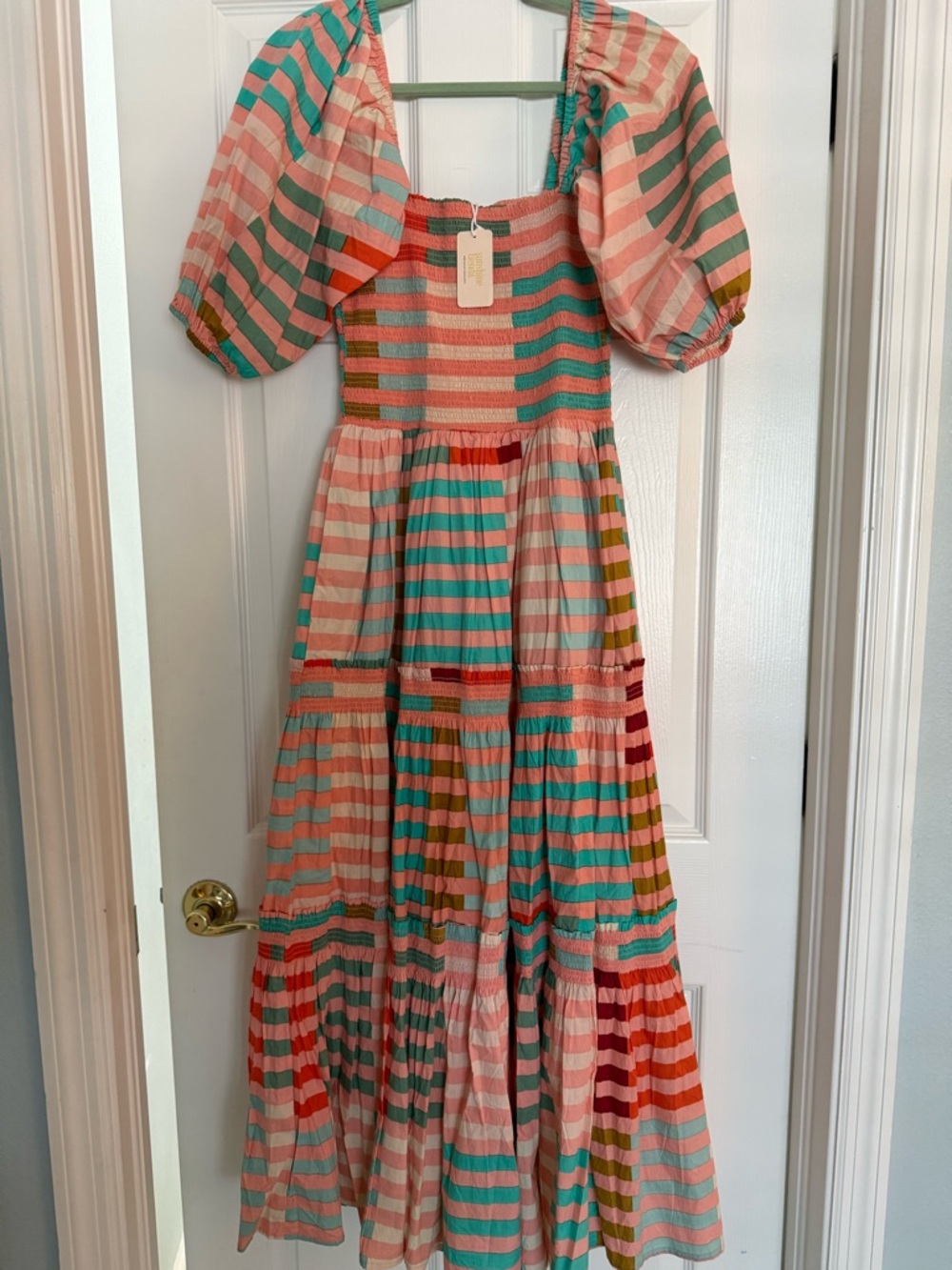 Sunshine Tienda Apricot Colorful Striped Toula Dress NWT - Picture 5 of 5